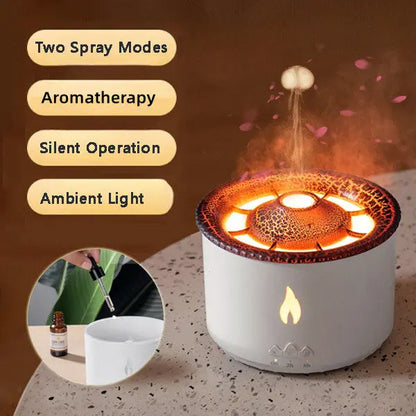 Volcano Flame Aromatherapy Humidifier - Jellyfish Smoke Ring Diffuser velvet vial
