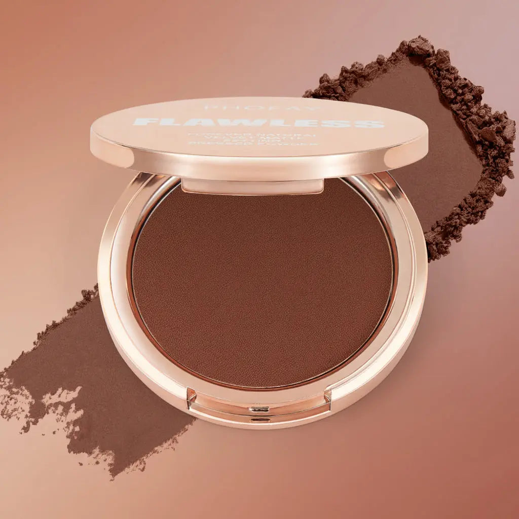 PHOFAY Matte Setting Pressed Powder - Flawless Oil-Control Formula velvet vial