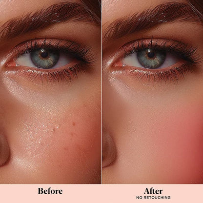 Before and after comparison of a person's eye with no retouching.