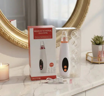 NEW Professional Blackhead Pore Vacuum in room vanity to show its accessibility - Microcrystalline Suction Technology velvet vial