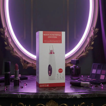 NEW Professional Blackhead Pore Vacuum packaging in a dark themed vanity - Microcrystalline Suction Technology velvet vial