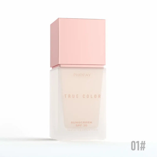 Sunscreen bottle with pink cap and visible brand name on a white background