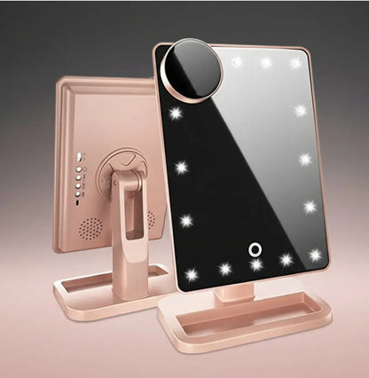 LED Makeup Mirror with Bluetooth Speaker - 3-in-1 Vanity Essential - Velvet vial