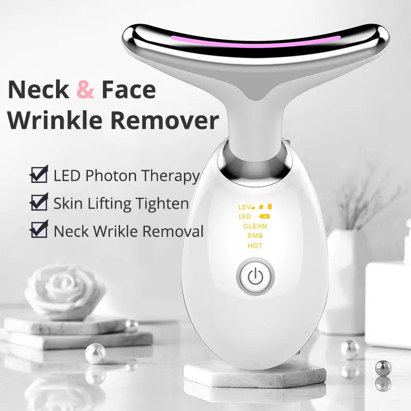 EMS Thermal Neck Lifting and Tightening Massager - Electric Microcurrent Wrinkle Remover velvet vial