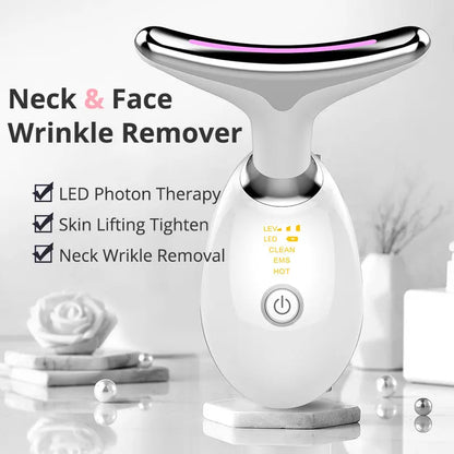 EMS Thermal Neck Lifting and Tightening Massager - Electric Microcurrent Wrinkle Remover velvet vial