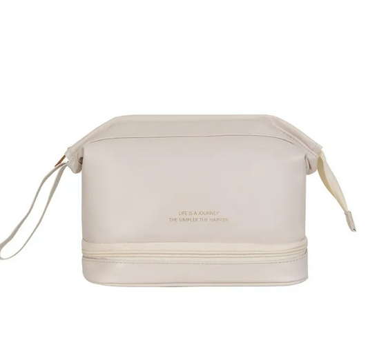 Luxurious Travel Cosmetic Bag - Vegan PU Leather cosmetic Organizer