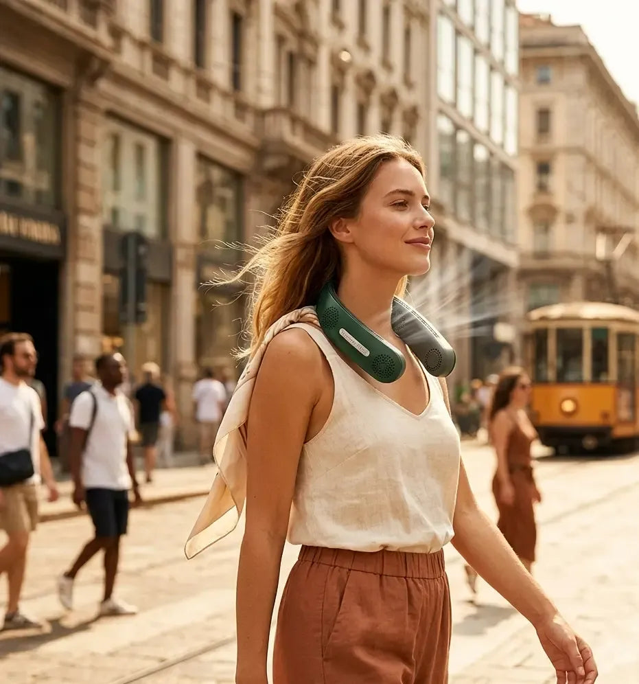 Folding Leafless Neck Fan — USB Rechargeable with 8–12 Hour Battery Life