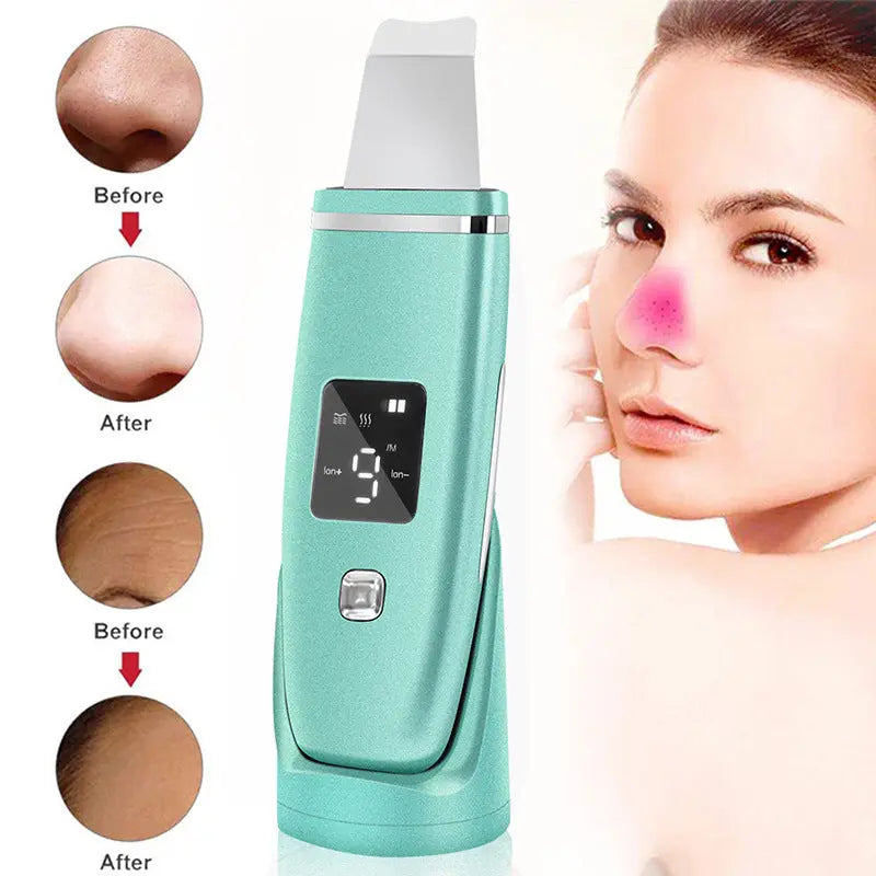simple white image featuring Ultrasonic Skin Scrubber - Deep Pore Cleansing & Exfoliation Tool velvet vial