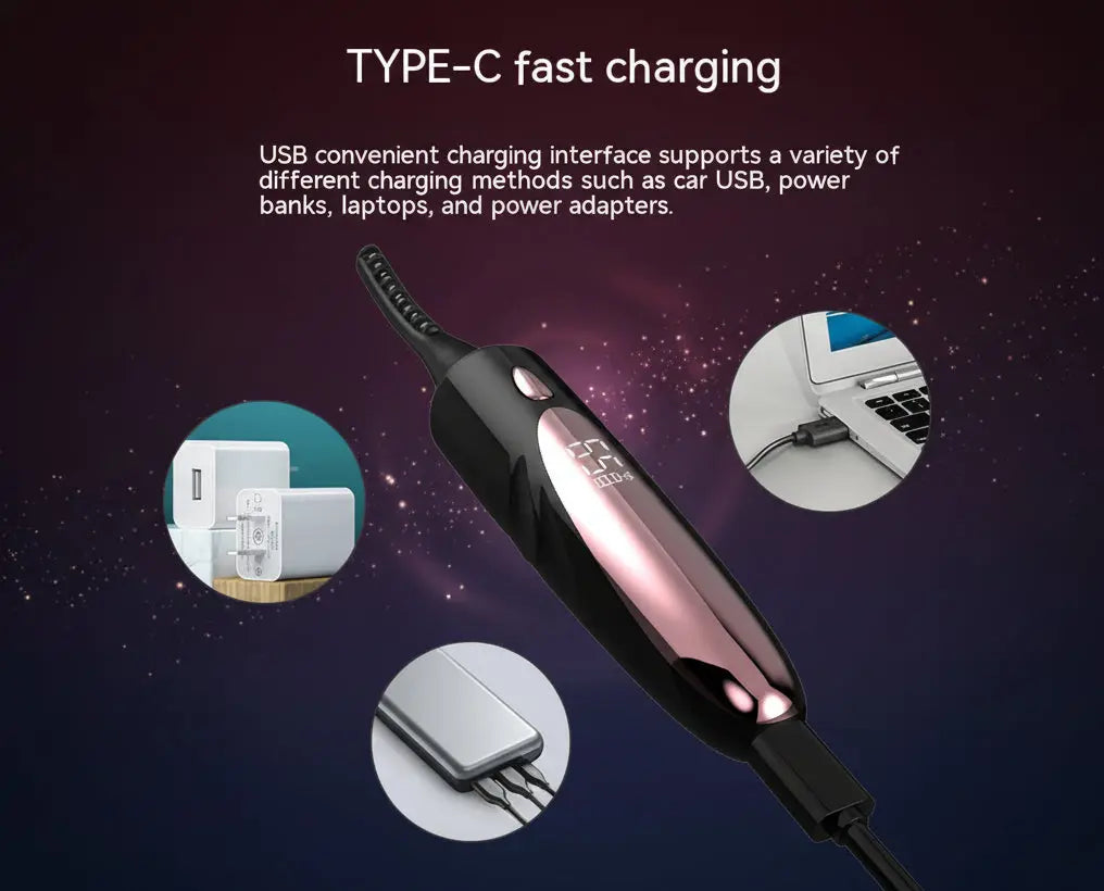 Heated Electric Eyelash Curler - USB Rechargeable velvet vial