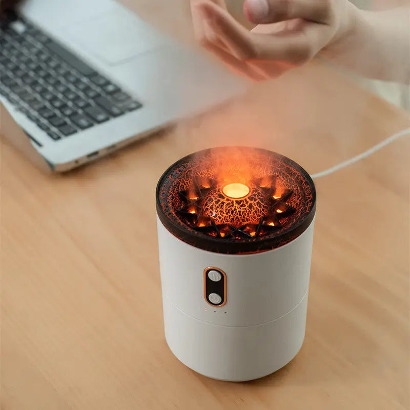 Tall volcano Flame Aromatherapy Humidifier - Jellyfish Smoke Ring Diffuser velvet vial
