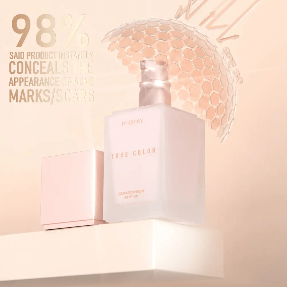 Cosmetic bottle with packaging on a light pink background