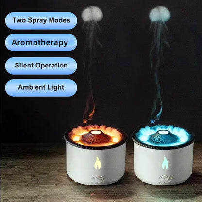 Volcano Flame Aromatherapy Humidifier - Jellyfish Smoke Ring Diffuser velvet vial