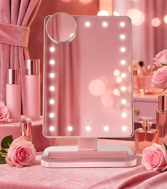 LED Makeup Mirror with Bluetooth Speaker - 3-in-1 Vanity Essential - Velvet vial