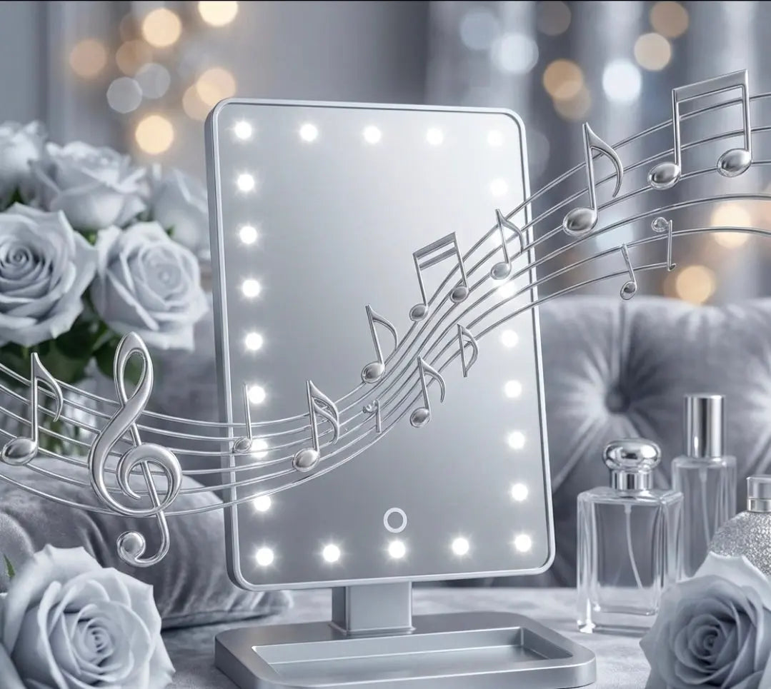 LED Makeup Mirror with Bluetooth Speaker - 3-in-1 Vanity Essential - Velvet vial