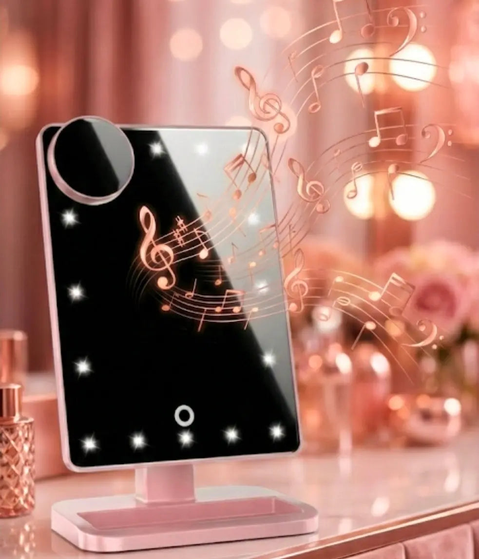 LED Makeup Mirror with Bluetooth Speaker - 3-in-1 Vanity Essential - Velvet vial