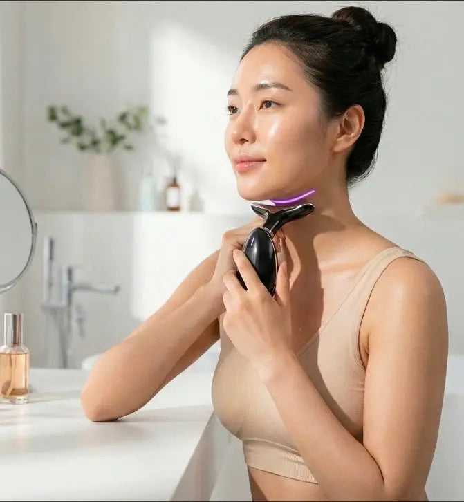 EMS Thermal Neck Lifting and Tightening Massager - Electric Microcurrent Wrinkle Remover velvet vial