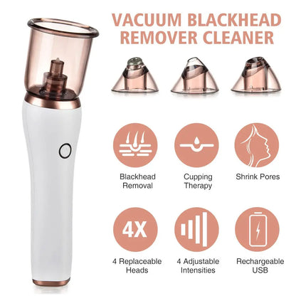 simple white background showing 4-in-1 Blackhead Remover - Guasha Cupping Facial Pore Cleansing Device velvet vial